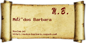 Módos Barbara névjegykártya